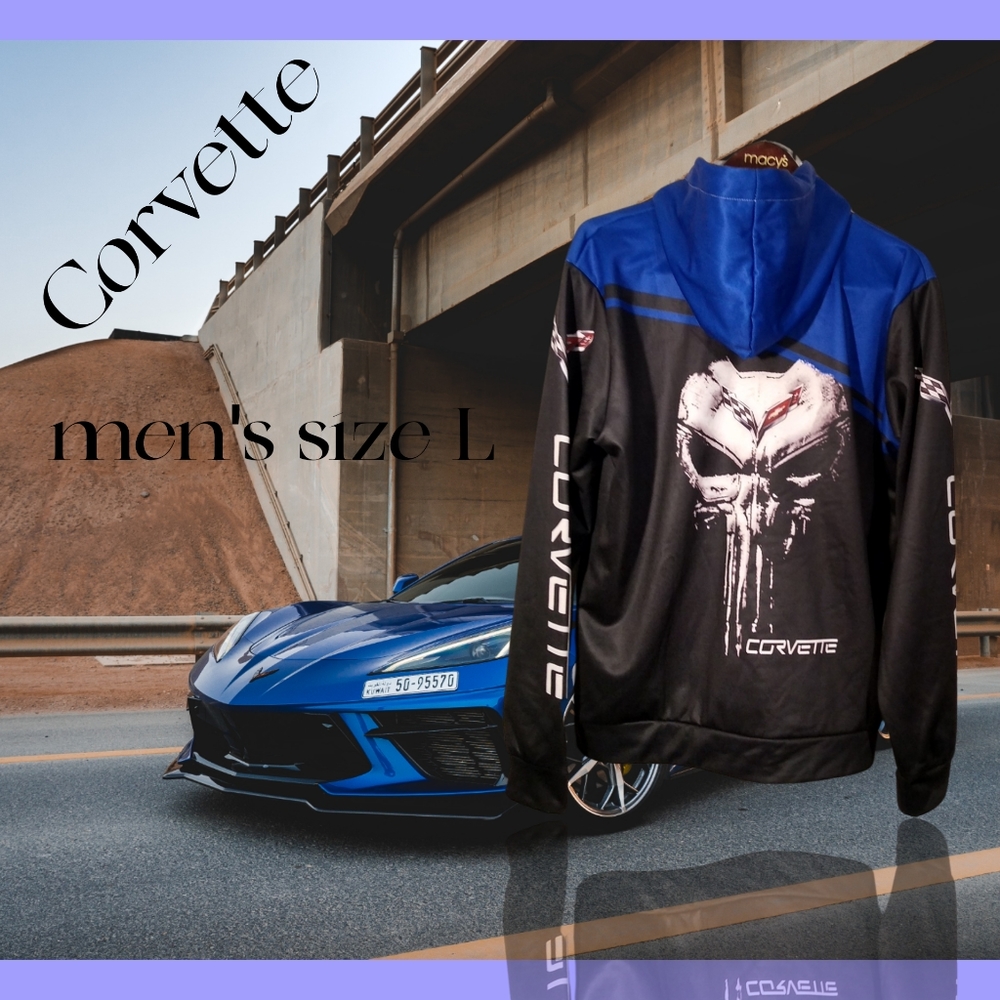 Corvette Punisher Skull Hoodie Men's Size L